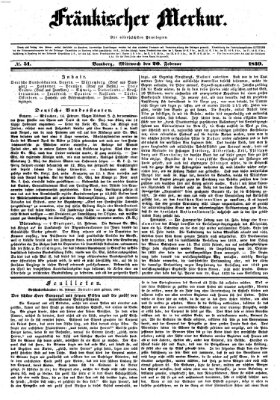 Fränkischer Merkur (Bamberger Zeitung) Mittwoch 20. Februar 1839