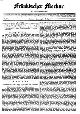 Fränkischer Merkur (Bamberger Zeitung) Sonntag 7. April 1839