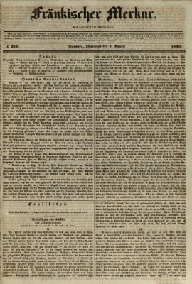 Fränkischer Merkur (Bamberger Zeitung) Mittwoch 7. August 1839