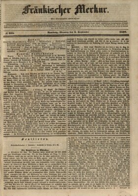 Fränkischer Merkur (Bamberger Zeitung) Montag 2. September 1839