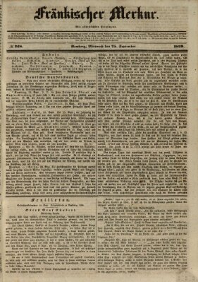 Fränkischer Merkur (Bamberger Zeitung) Mittwoch 25. September 1839