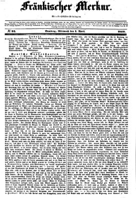 Fränkischer Merkur (Bamberger Zeitung) Mittwoch 1. April 1840