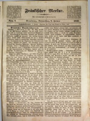 Fränkischer Merkur (Bamberger Zeitung) Donnerstag 7. Januar 1841