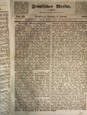 Fränkischer Merkur (Bamberger Zeitung) Dienstag 2. Februar 1841