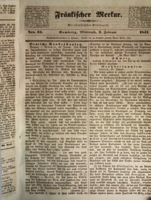 Fränkischer Merkur (Bamberger Zeitung) Mittwoch 3. Februar 1841