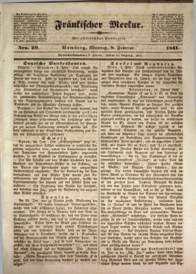 Fränkischer Merkur (Bamberger Zeitung) Montag 8. Februar 1841
