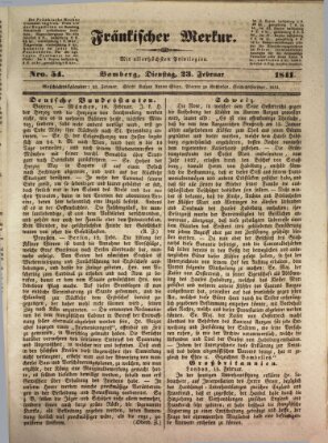 Fränkischer Merkur (Bamberger Zeitung) Dienstag 23. Februar 1841