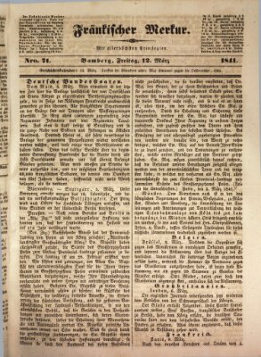 Fränkischer Merkur (Bamberger Zeitung) Freitag 12. März 1841