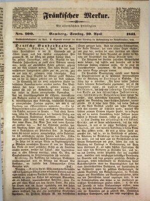 Fränkischer Merkur (Bamberger Zeitung) Samstag 10. April 1841