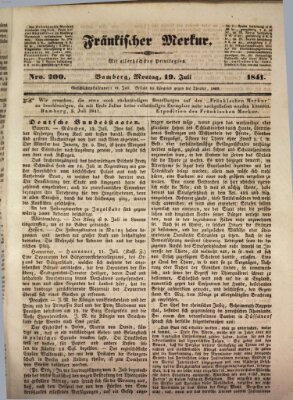 Fränkischer Merkur (Bamberger Zeitung) Montag 19. Juli 1841