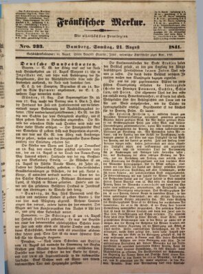 Fränkischer Merkur (Bamberger Zeitung) Samstag 21. August 1841