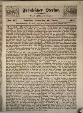 Fränkischer Merkur (Bamberger Zeitung) Donnerstag 14. Oktober 1841