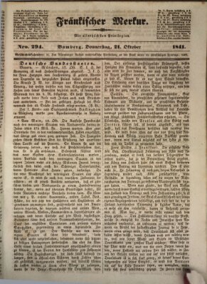 Fränkischer Merkur (Bamberger Zeitung) Donnerstag 21. Oktober 1841