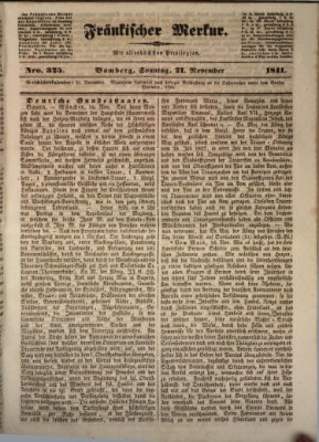 Fränkischer Merkur (Bamberger Zeitung) Sonntag 21. November 1841