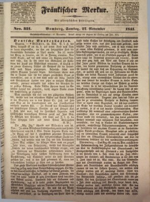 Fränkischer Merkur (Bamberger Zeitung) Samstag 27. November 1841