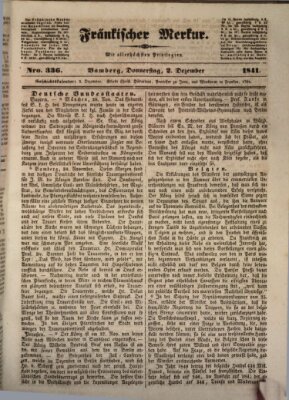 Fränkischer Merkur (Bamberger Zeitung) Donnerstag 2. Dezember 1841