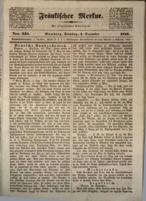 Fränkischer Merkur (Bamberger Zeitung) Samstag 4. Dezember 1841