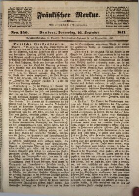 Fränkischer Merkur (Bamberger Zeitung) Donnerstag 16. Dezember 1841