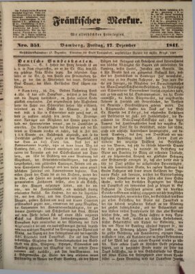 Fränkischer Merkur (Bamberger Zeitung) Freitag 17. Dezember 1841