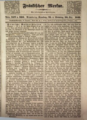 Fränkischer Merkur (Bamberger Zeitung) Samstag 25. Dezember 1841