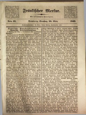 Fränkischer Merkur (Bamberger Zeitung) Dienstag 28. März 1843