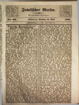 Fränkischer Merkur (Bamberger Zeitung) Dienstag 11. April 1843