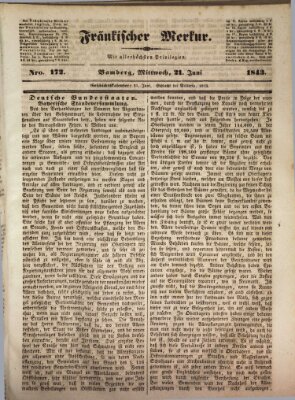 Fränkischer Merkur (Bamberger Zeitung) Mittwoch 21. Juni 1843