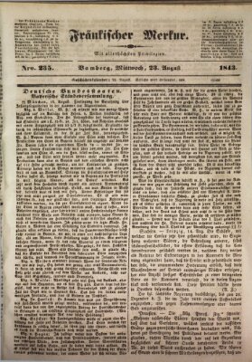 Fränkischer Merkur (Bamberger Zeitung) Mittwoch 23. August 1843
