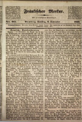 Fränkischer Merkur (Bamberger Zeitung) Samstag 2. September 1843