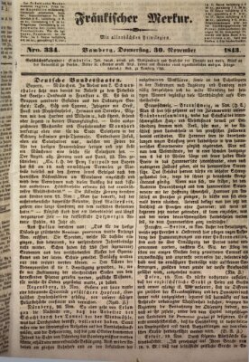 Fränkischer Merkur (Bamberger Zeitung) Donnerstag 30. November 1843