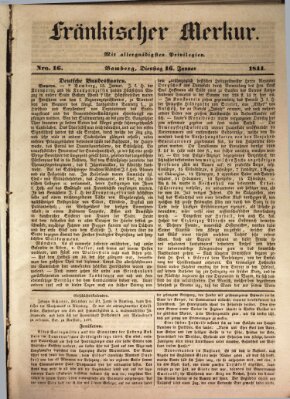 Fränkischer Merkur (Bamberger Zeitung) Dienstag 16. Januar 1844