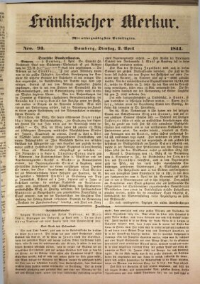 Fränkischer Merkur (Bamberger Zeitung) Dienstag 2. April 1844