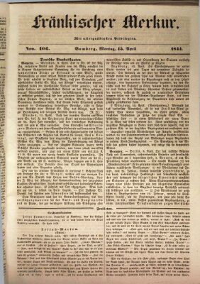 Fränkischer Merkur (Bamberger Zeitung) Montag 15. April 1844