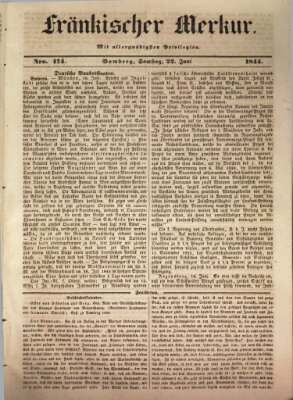Fränkischer Merkur (Bamberger Zeitung) Samstag 22. Juni 1844