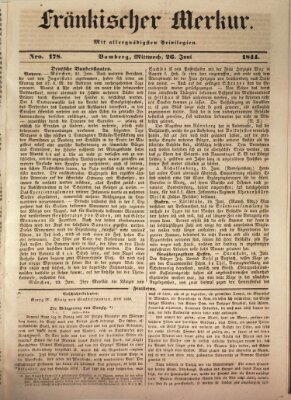 Fränkischer Merkur (Bamberger Zeitung) Mittwoch 26. Juni 1844
