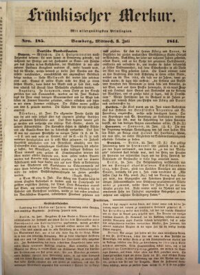 Fränkischer Merkur (Bamberger Zeitung) Mittwoch 3. Juli 1844