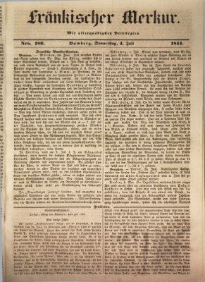 Fränkischer Merkur (Bamberger Zeitung) Donnerstag 4. Juli 1844