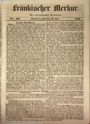 Fränkischer Merkur (Bamberger Zeitung) Sonntag 28. Juli 1844