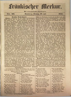 Fränkischer Merkur (Bamberger Zeitung) Montag 29. Juli 1844