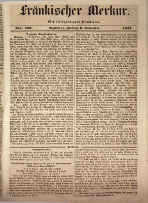 Fränkischer Merkur (Bamberger Zeitung) Freitag 6. September 1844