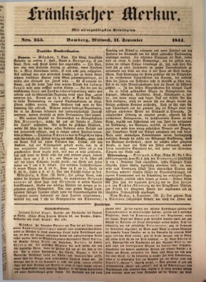 Fränkischer Merkur (Bamberger Zeitung) Mittwoch 11. September 1844