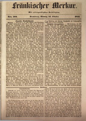 Fränkischer Merkur (Bamberger Zeitung) Montag 14. Oktober 1844