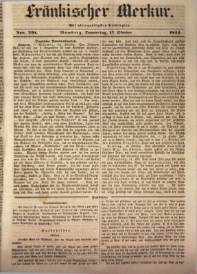 Fränkischer Merkur (Bamberger Zeitung) Donnerstag 17. Oktober 1844