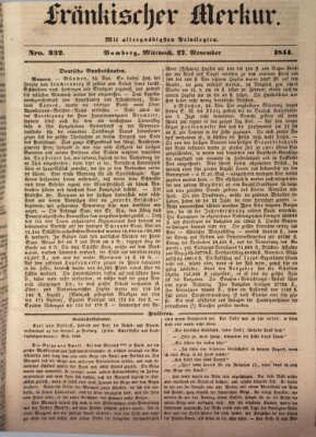 Fränkischer Merkur (Bamberger Zeitung) Mittwoch 27. November 1844