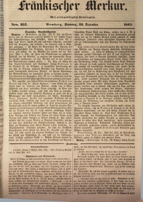 Fränkischer Merkur (Bamberger Zeitung) Sonntag 22. Dezember 1844