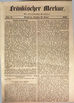 Fränkischer Merkur (Bamberger Zeitung) Samstag 11. Januar 1845