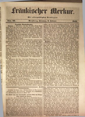 Fränkischer Merkur (Bamberger Zeitung) Sonntag 2. Februar 1845
