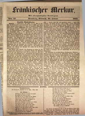 Fränkischer Merkur (Bamberger Zeitung) Mittwoch 26. Februar 1845