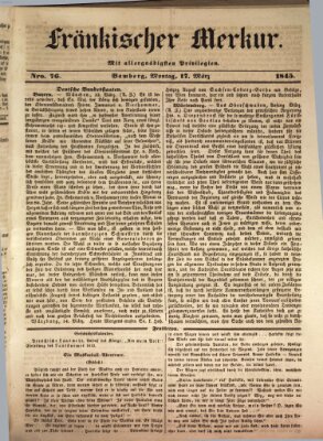Fränkischer Merkur (Bamberger Zeitung) Montag 17. März 1845