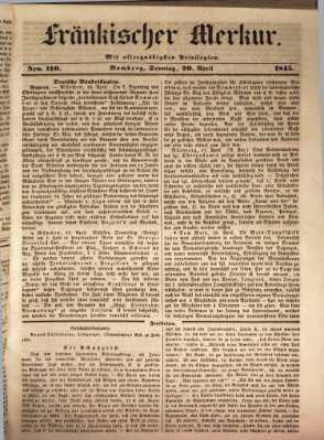 Fränkischer Merkur (Bamberger Zeitung) Sonntag 20. April 1845